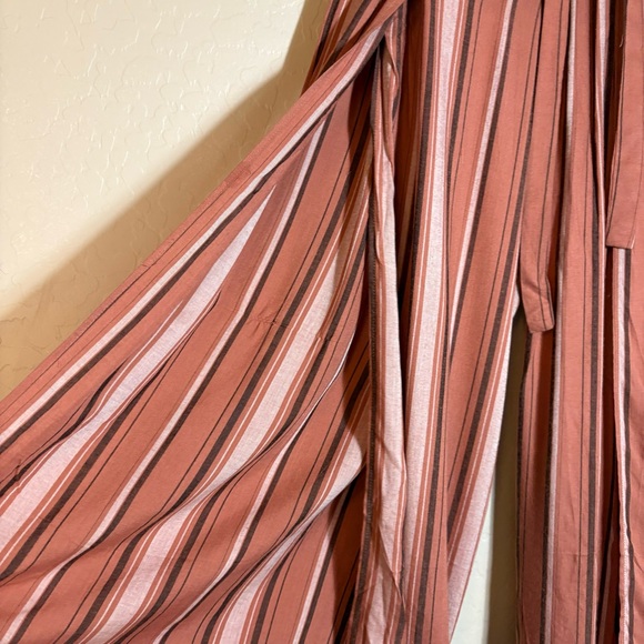 Angie Tie Waist Rust Colored Striped Wide Leg Palazzo Boho Trouser Pants Size L - Picture 10 of 13